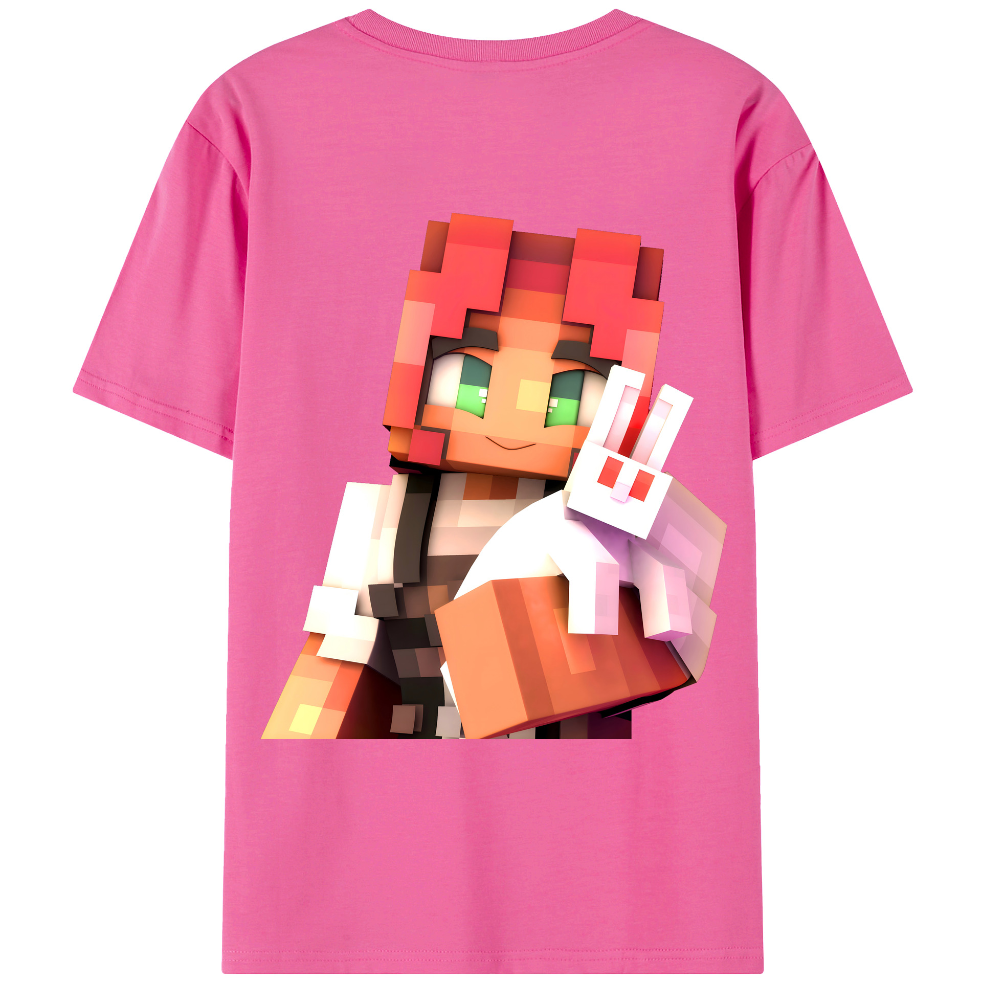 （画像用） マインクラフト ブロックの世界 Minecraft MC Block world レディース半袖Tシャツ(バックプリント)